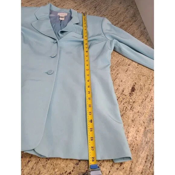 Liz Claiborne 100% Silk Dress Suit Blazer Lined Blue Size 10 2 Piece Office - Picture 16 of 16